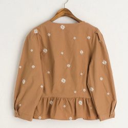 (9) Daisy Embroidery Blouse, Brown (oliveclothing.com)