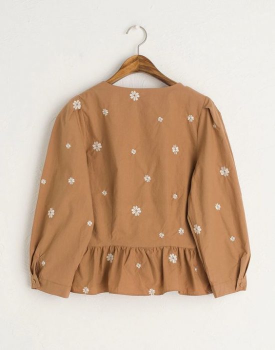 (9) Daisy Embroidery Blouse, Brown (oliveclothing.com)